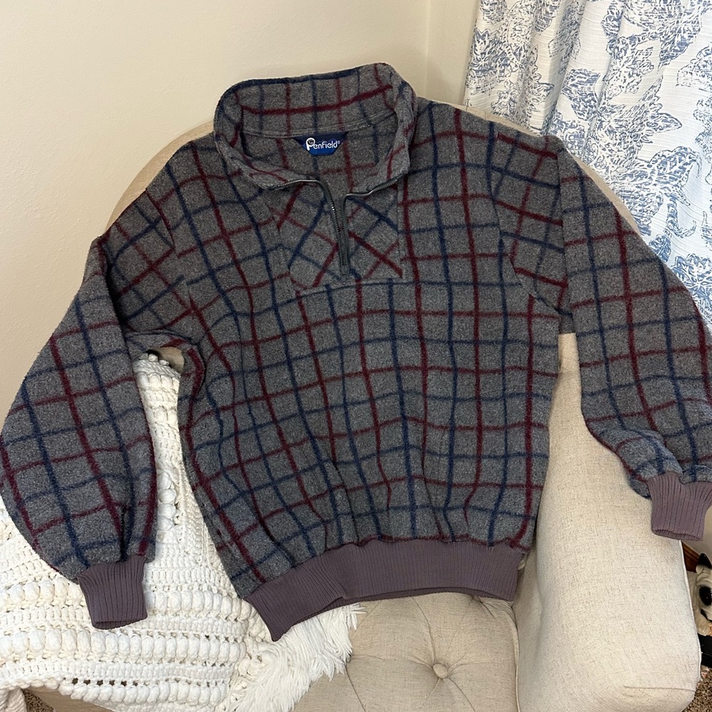 Vintage Penfield men’s gray fleece 1/4 zip pullover, size large